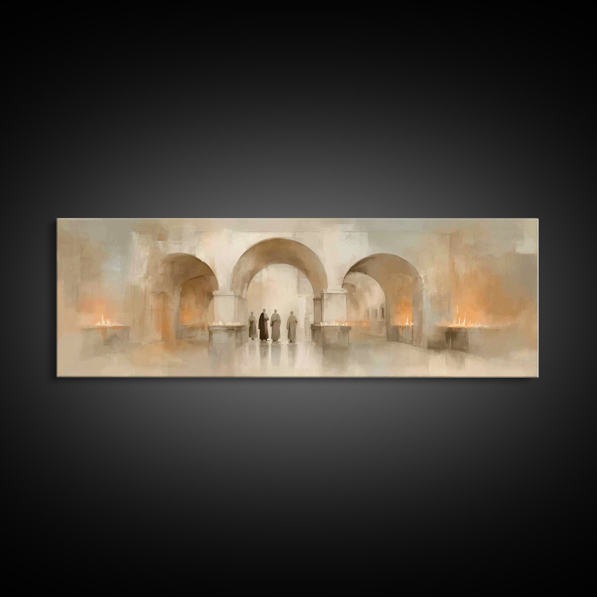 Sacred Procession – Framed Canvas Print – Christian Wall Art – Panoramic Art – Christian Art Canvas – Christmas Art – Christian Decorations