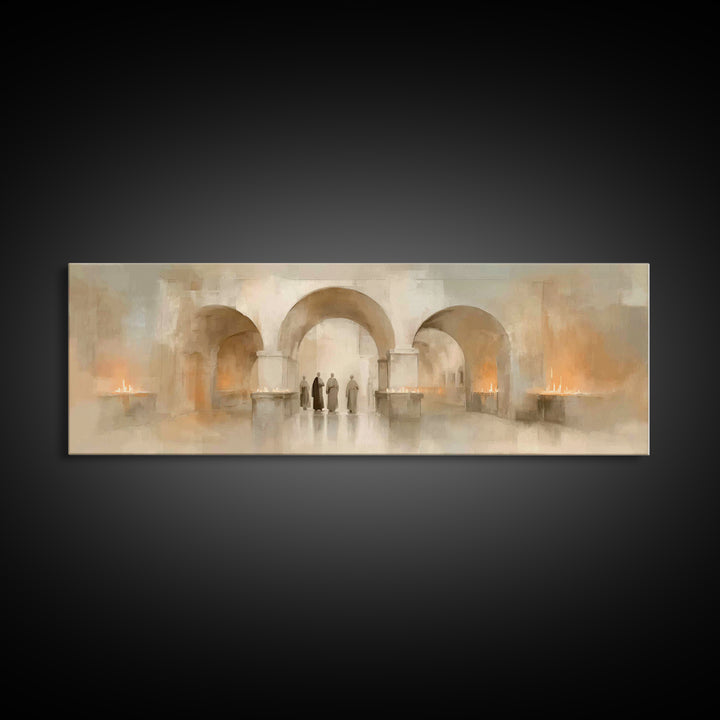 Sacred Procession – Framed Canvas Print – Christian Wall Art – Panoramic Art – Christian Art Canvas – Christmas Art – Christian Decorations