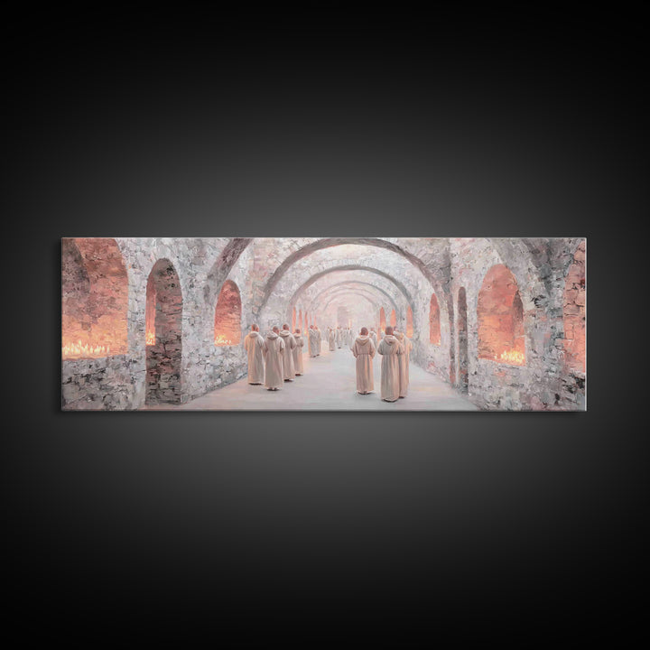 Quiet Reverence | Framed Canvas Print | Christian Art Canvas | Panoramic Painting | Christian Wall Art | Christmas Art | Christian Decor