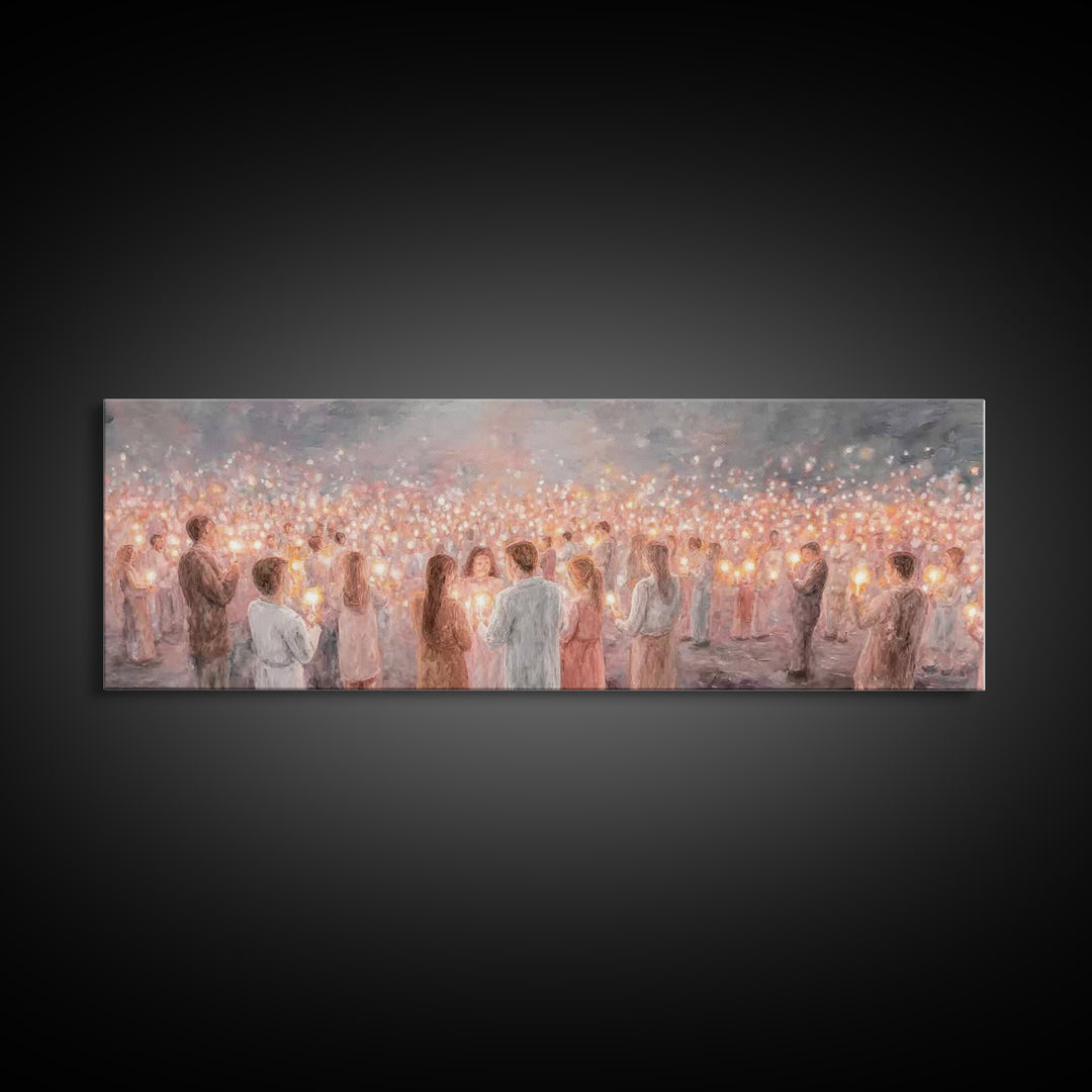 Endless Candle Choir | Framed Canvas Print | Christian Wall Art | Panoramic Print | Christian Art Canvas | Christmas Art | Worship Art