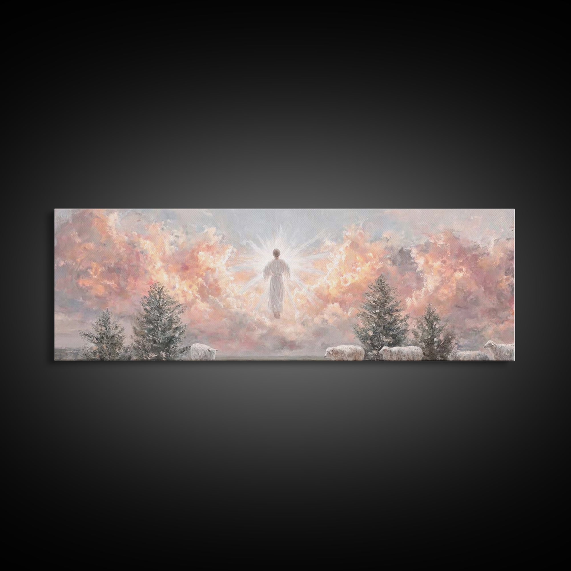 Risen In Glory – Framed Canvas Print – Panoramic Art – Christian Wall Art – Jesus Painting – Christian Art Canvas – Christian Christmas Art
