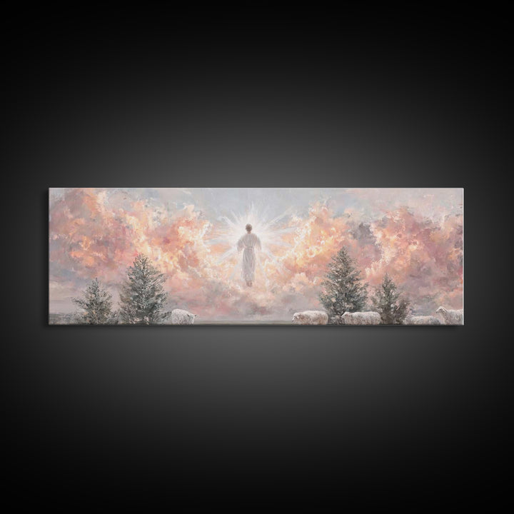 Risen In Glory – Framed Canvas Print – Panoramic Art – Christian Wall Art – Jesus Painting – Christian Art Canvas – Christian Christmas Art