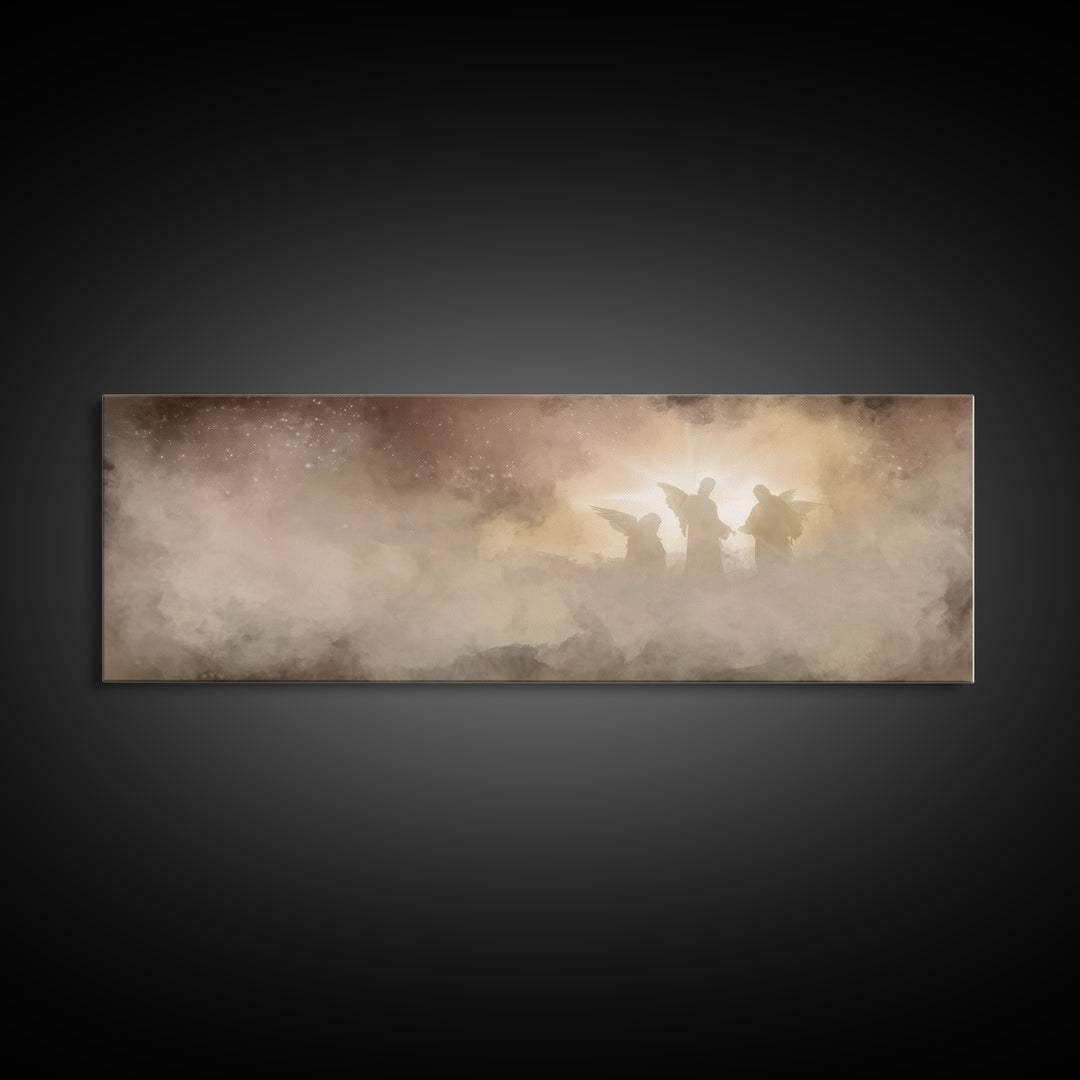 Heavenly Radiance | Framed Canvas Print | Panoramic Wall Art | Christian Art Canvas | Christmas Art | Christian Painting | Christian Decora