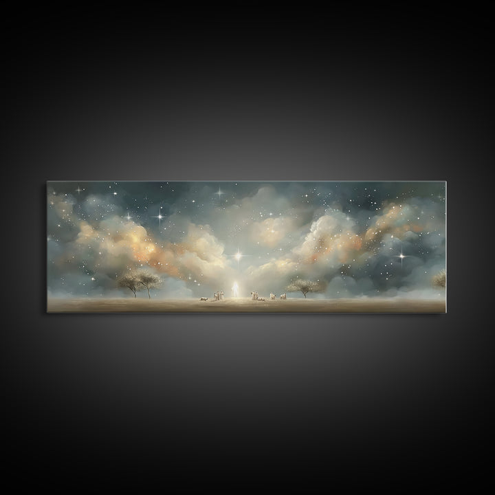 Star Of Salvation – Framed Canvas Print – Panoramic Wall Art – Christian Christmas Art – Christian Art Canvas – Christian Painting – Christ