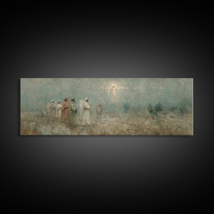 Angelic Herald, Framed Canvas Print, Panoramic Painting, Christian Art Canvas, Christian Wall Art, Christian Christmas Art, Jesus Art Print