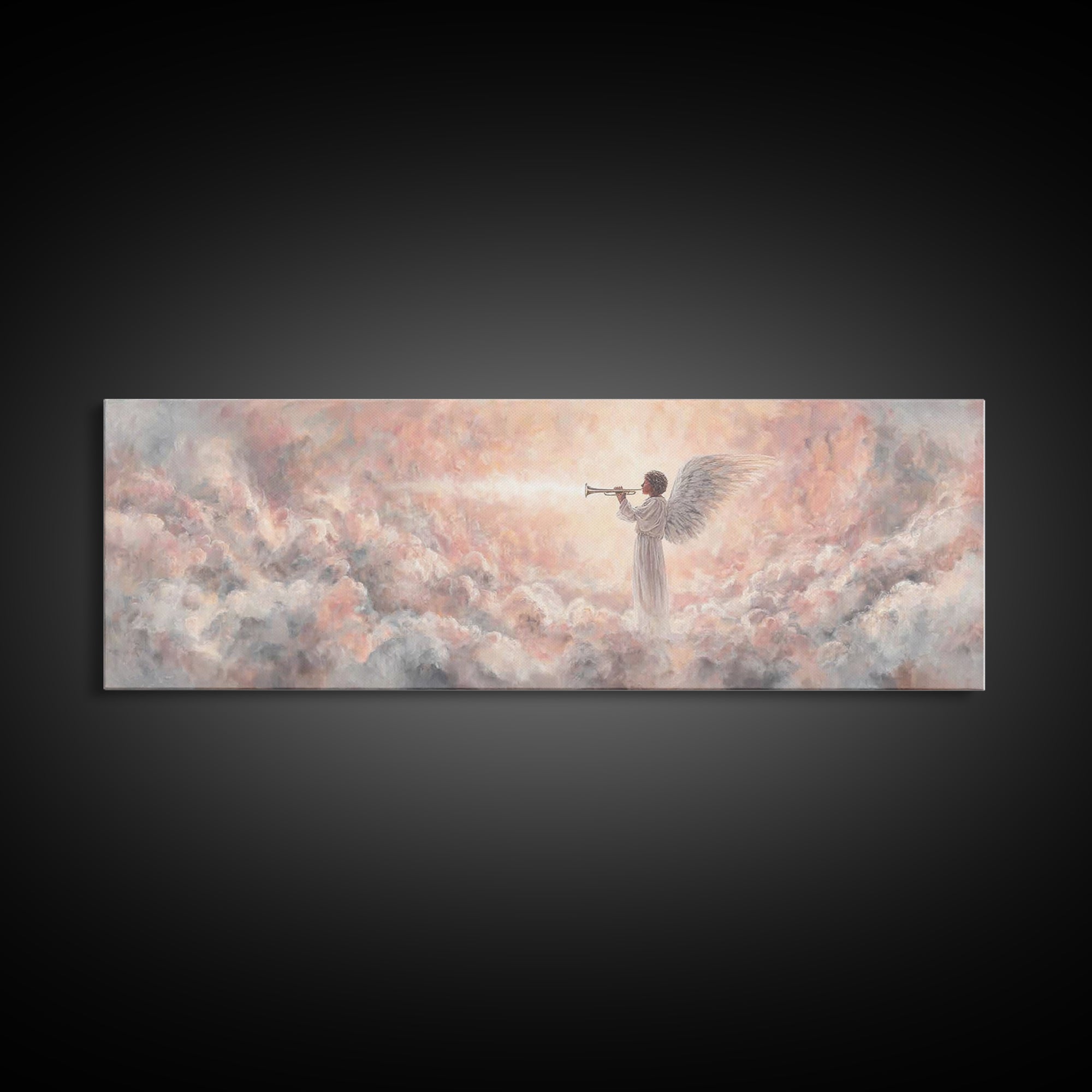 Heavenly Herald, Framed Canvas Print, Christian Wall Art, Christian Art Canvas, Panoramic Art, Christian Painting, Christmas Art