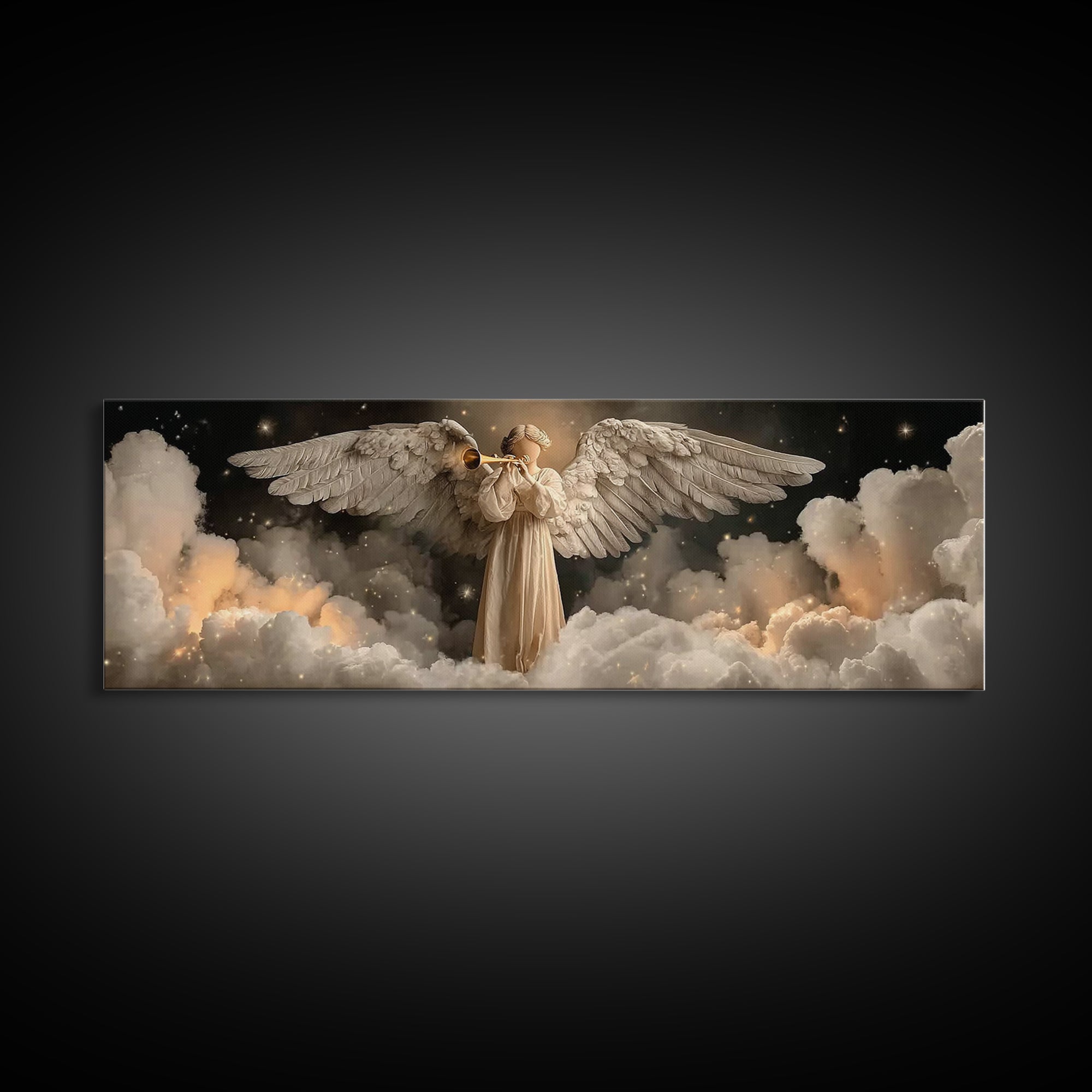 Trumpet Of Dawn – Framed Canvas Print – Christian Art – Christian Christmas Art – Panoramic Painting – Christian Wall Art – Christian Gift
