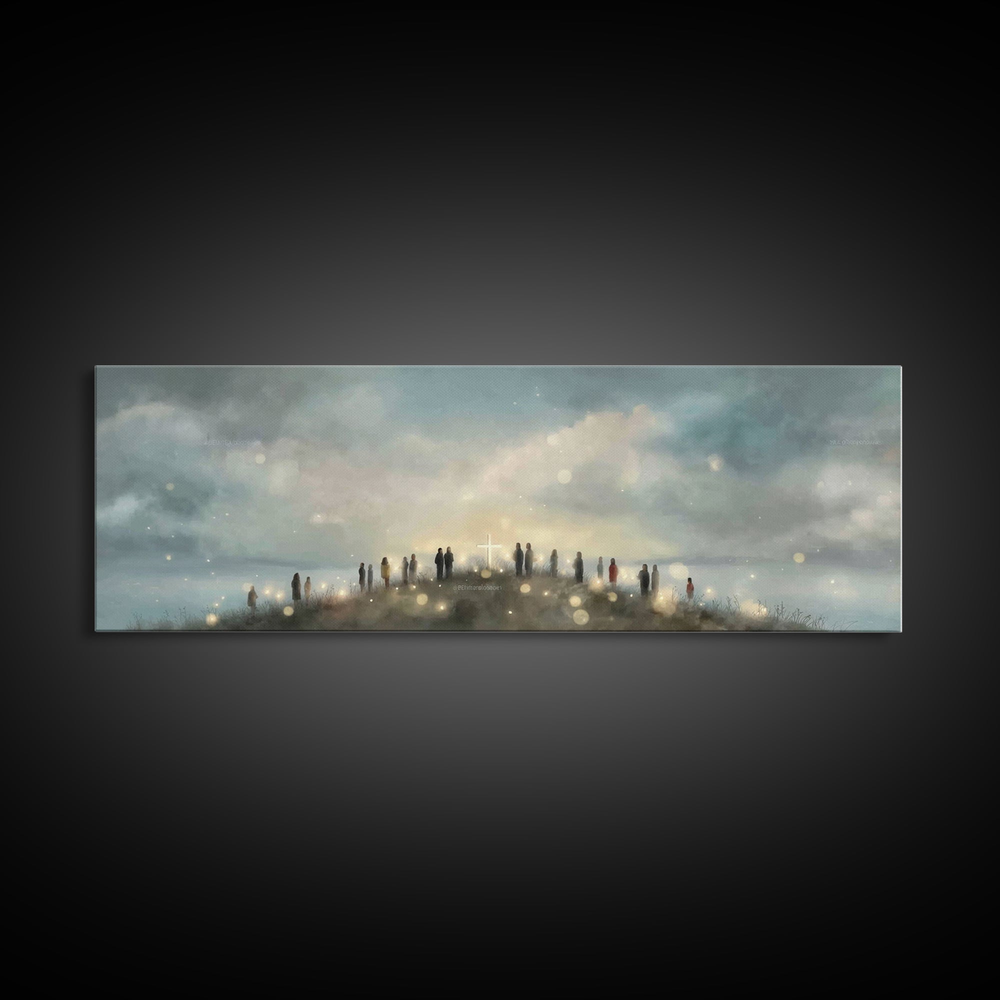 Cloudborne Messenger, Framed Canvas Print, Christian Art Print, Panoramic Frame, Christian Wall Art, Christian Painting, Christmas Art