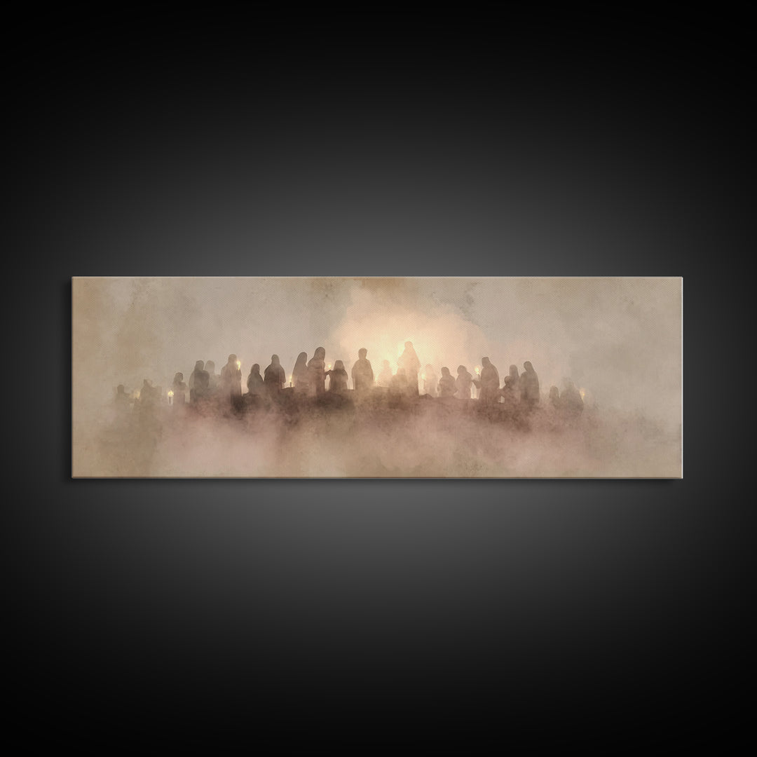 Gathered In Light – Framed Canvas Print – Christian Wall Art – Panoramic Art – Christian Christmas Art – Christian Canvas – Christian Gift