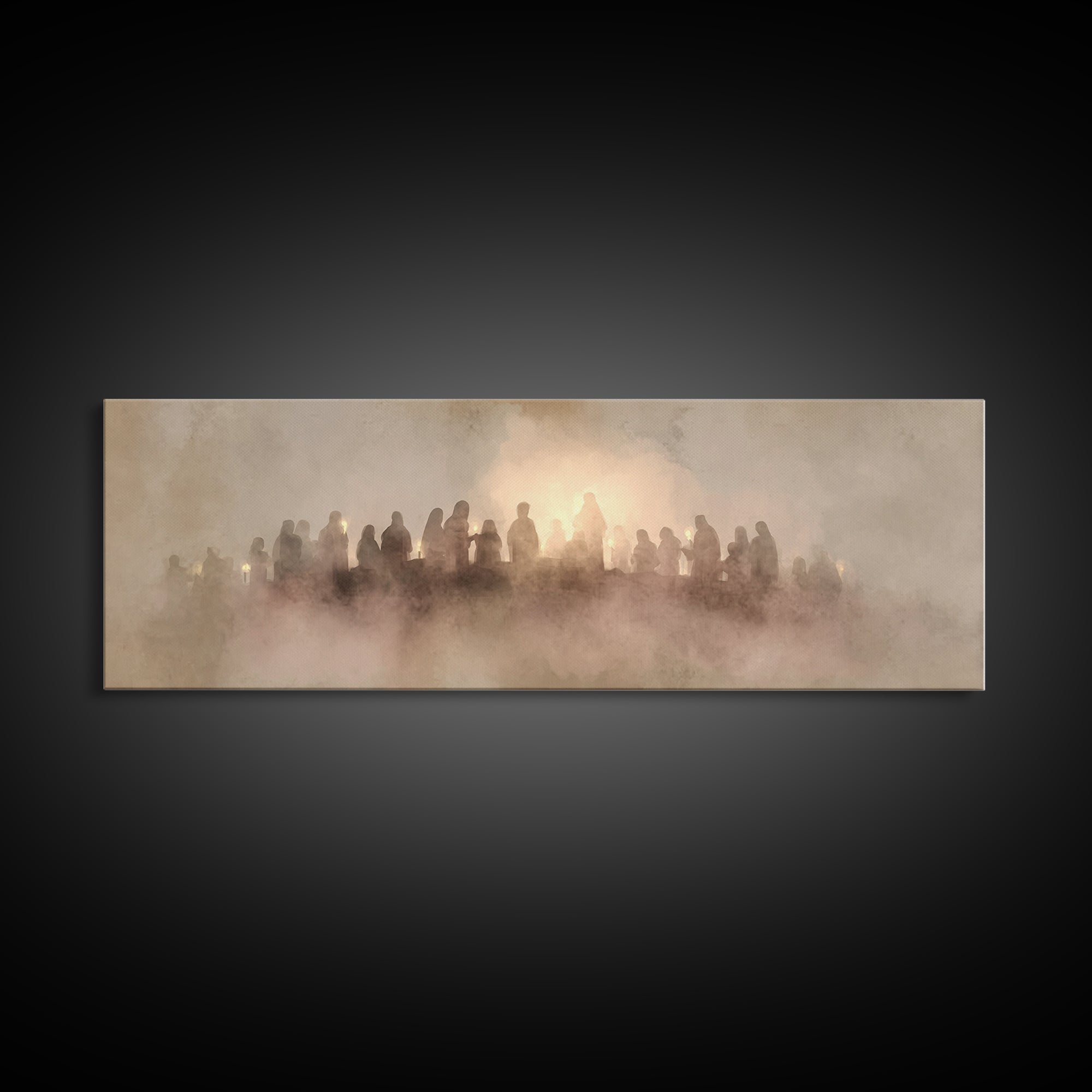 Gathered In Light – Framed Canvas Print – Christian Wall Art – Panoramic Art – Christian Christmas Art – Christian Canvas – Christian Gift