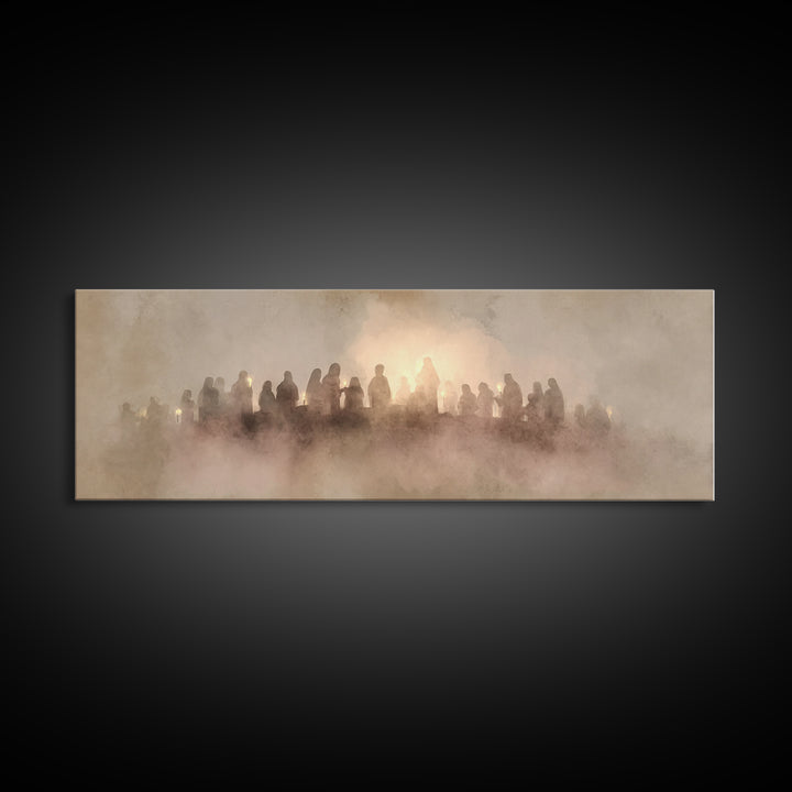 Gathered In Light – Framed Canvas Print – Christian Wall Art – Panoramic Art – Christian Christmas Art – Christian Canvas – Christian Gift