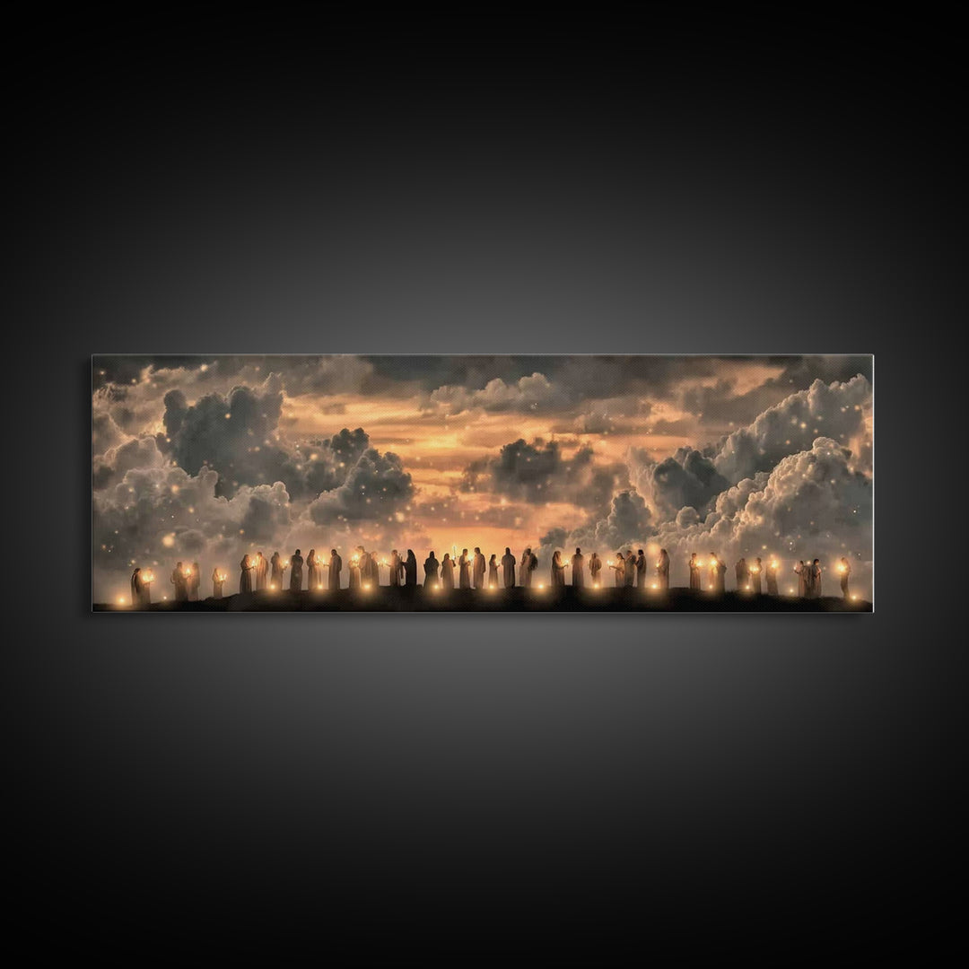 Hillside Communion – Framed Canvas Print – Christian Art – Panoramic Wall Art – Christian Christmas Art – Christian Canvas – Christian Artw