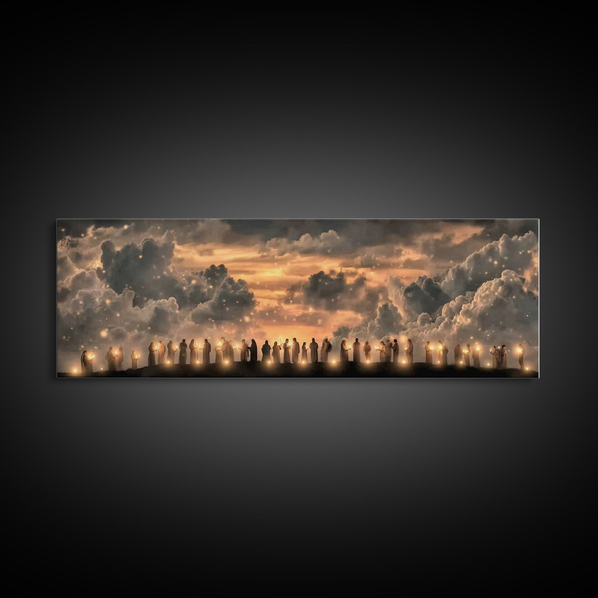 Hillside Communion – Framed Canvas Print – Christian Art – Panoramic Wall Art – Christian Christmas Art – Christian Canvas – Christian Artw