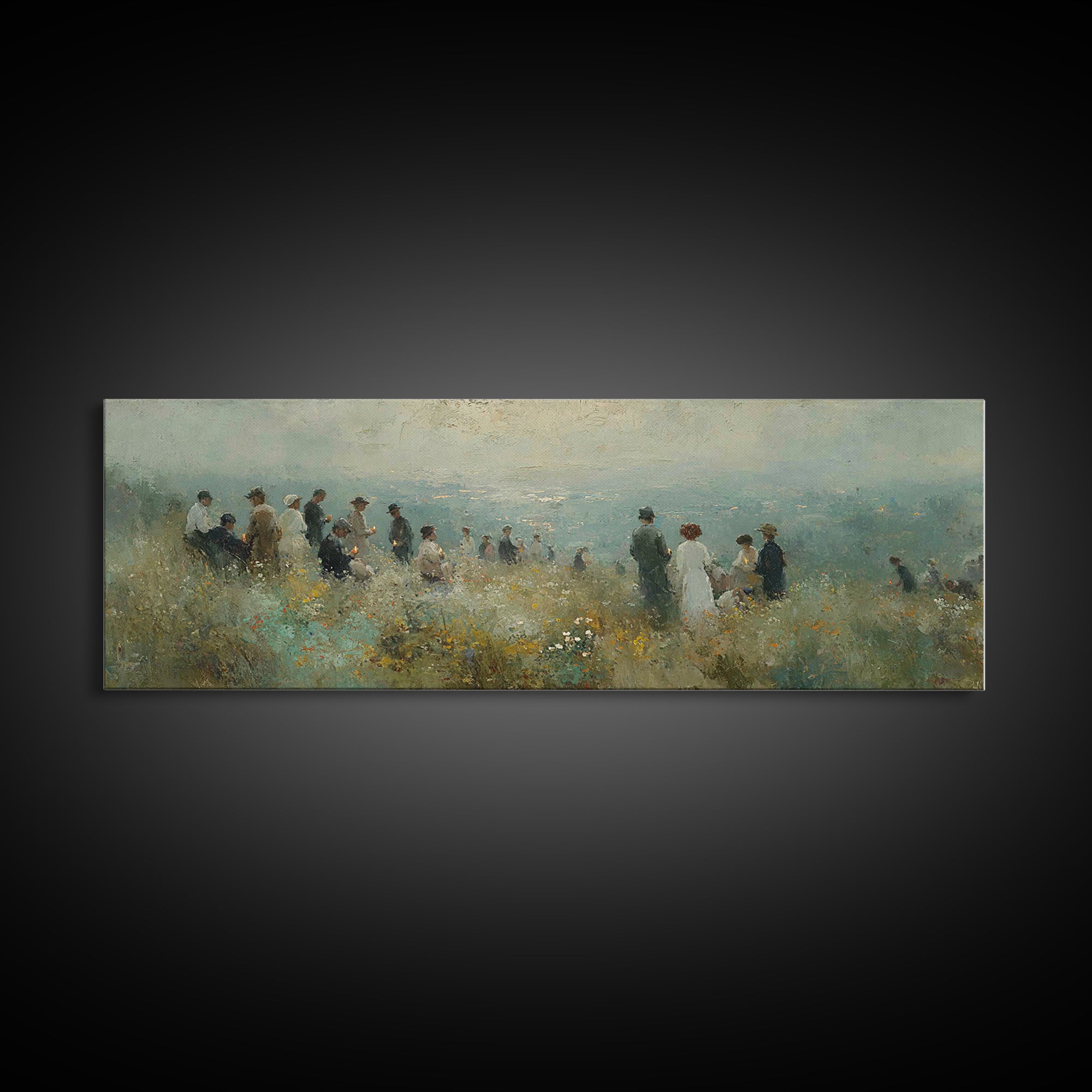 Twilight Assembly | Framed Canvas Print | Christian Wall Art | Christian Art Print | Panoramic Art | Christmas Art | Christian Decor