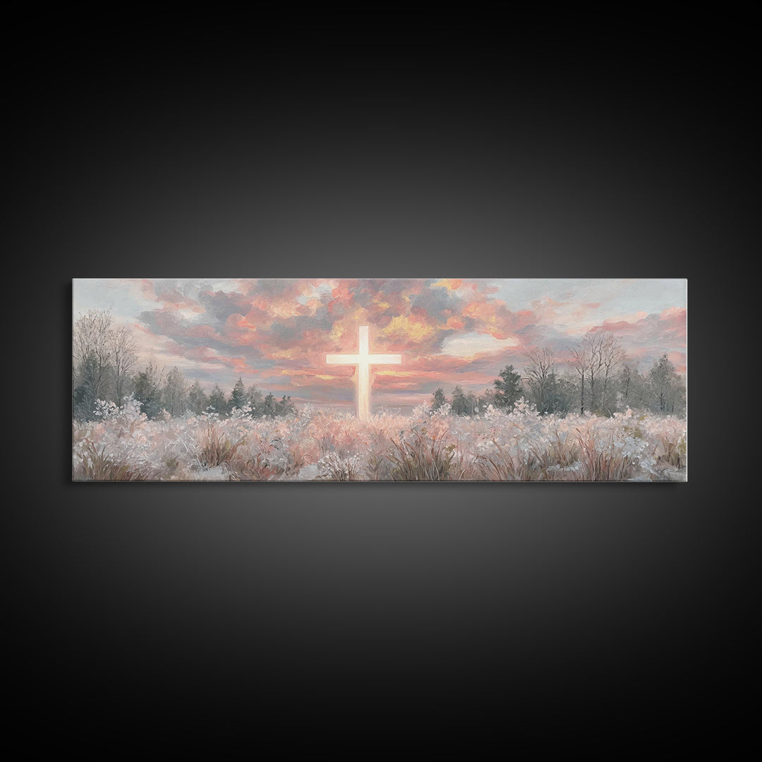 Dawn Of Mercy – Framed Canvas Print – Panoramic Wall Art – Christian Wall Art – Christian Art Canvas – Jesus Painting – Christmas Art