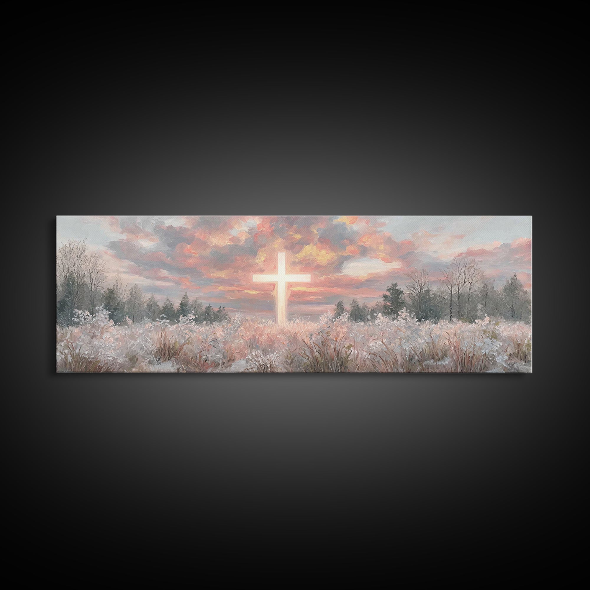 Dawn Of Mercy – Framed Canvas Print – Panoramic Wall Art – Christian Wall Art – Christian Art Canvas – Jesus Painting – Christmas Art
