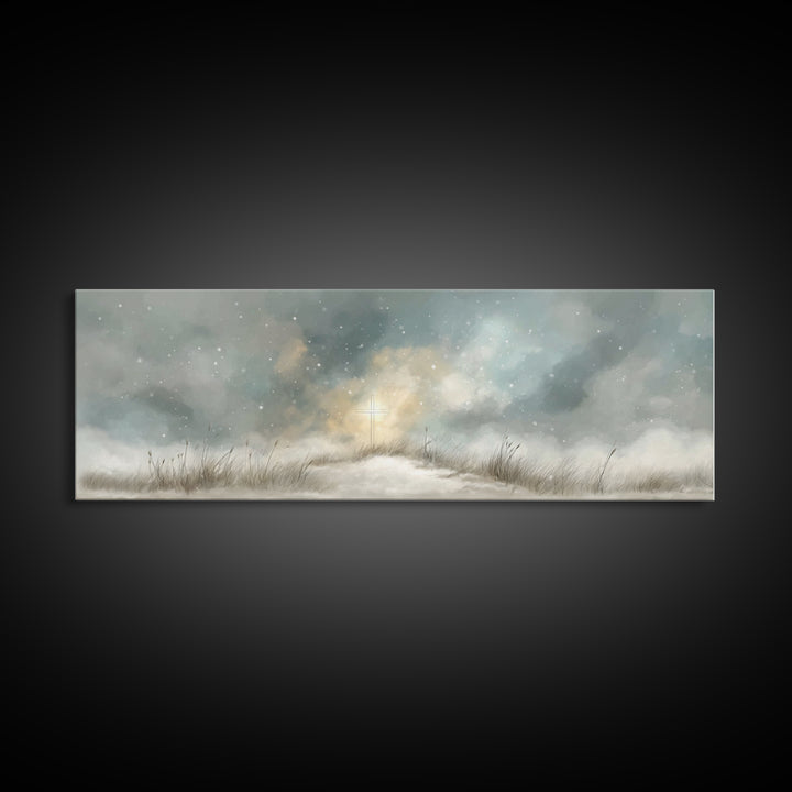 Heavenly Snow Path | Framed Canvas Print | Panoramic Painting | Christian Art | Christian Art Canvas | Jesus Painting | Christmas Art