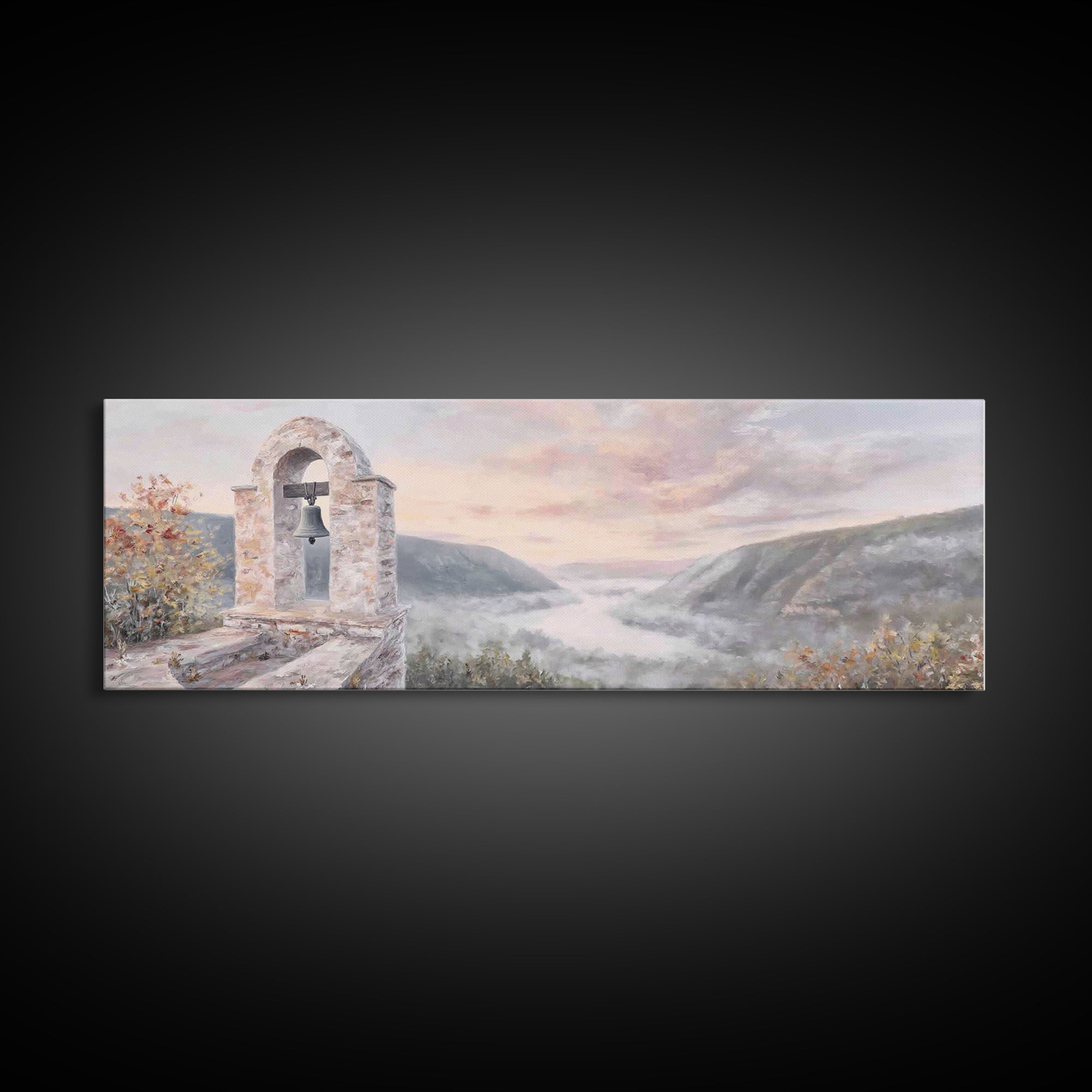 Valley Of Stillness – Framed Canvas Print – Panoramic Painting – Christian Art – Christian Wall Art – Christian Canvas – Christmas Art