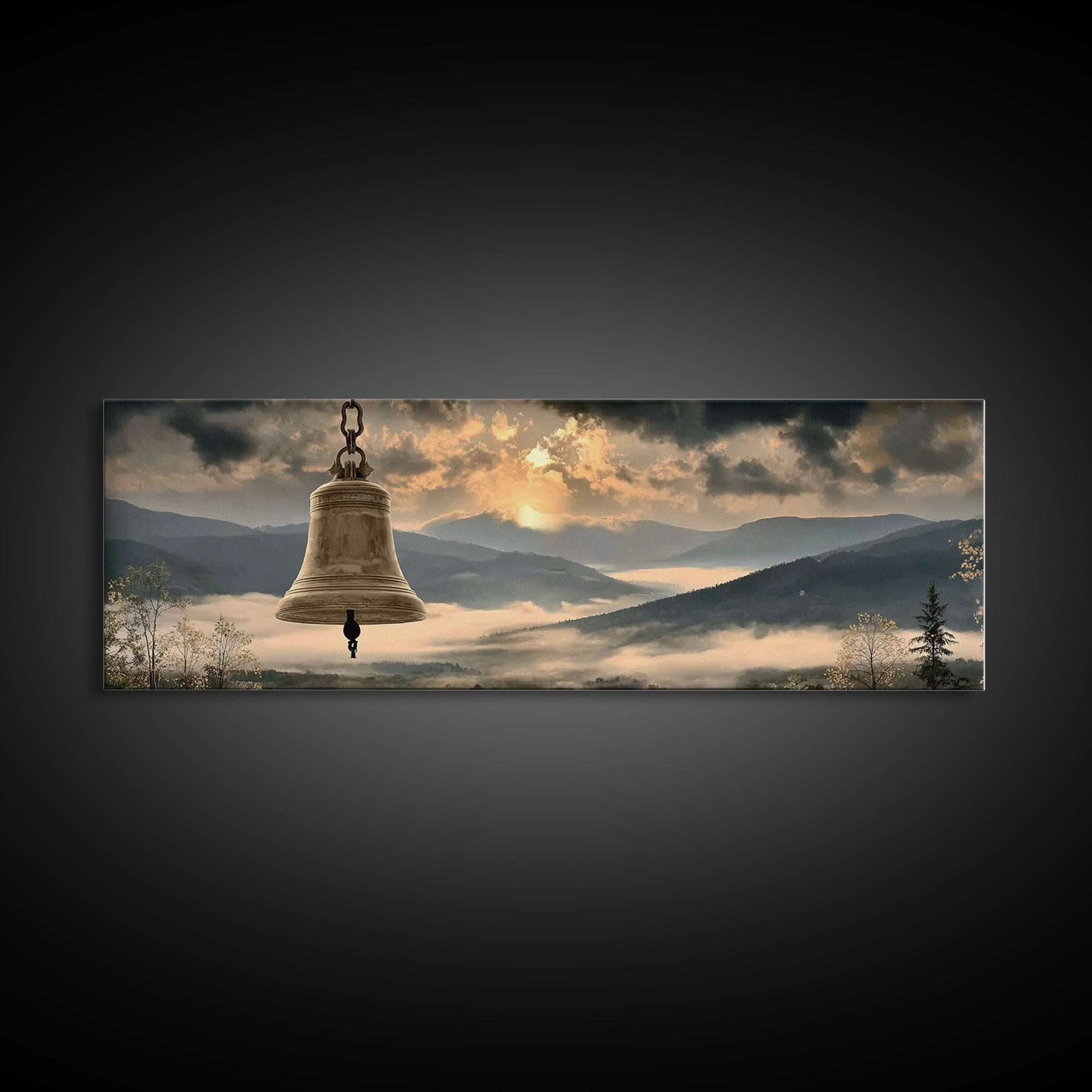 Ringing Grace | Framed Canvas Print | Panoramic Wall Art | Christian Art | Christian Painting | Christian Art Canvas | Christmas Art