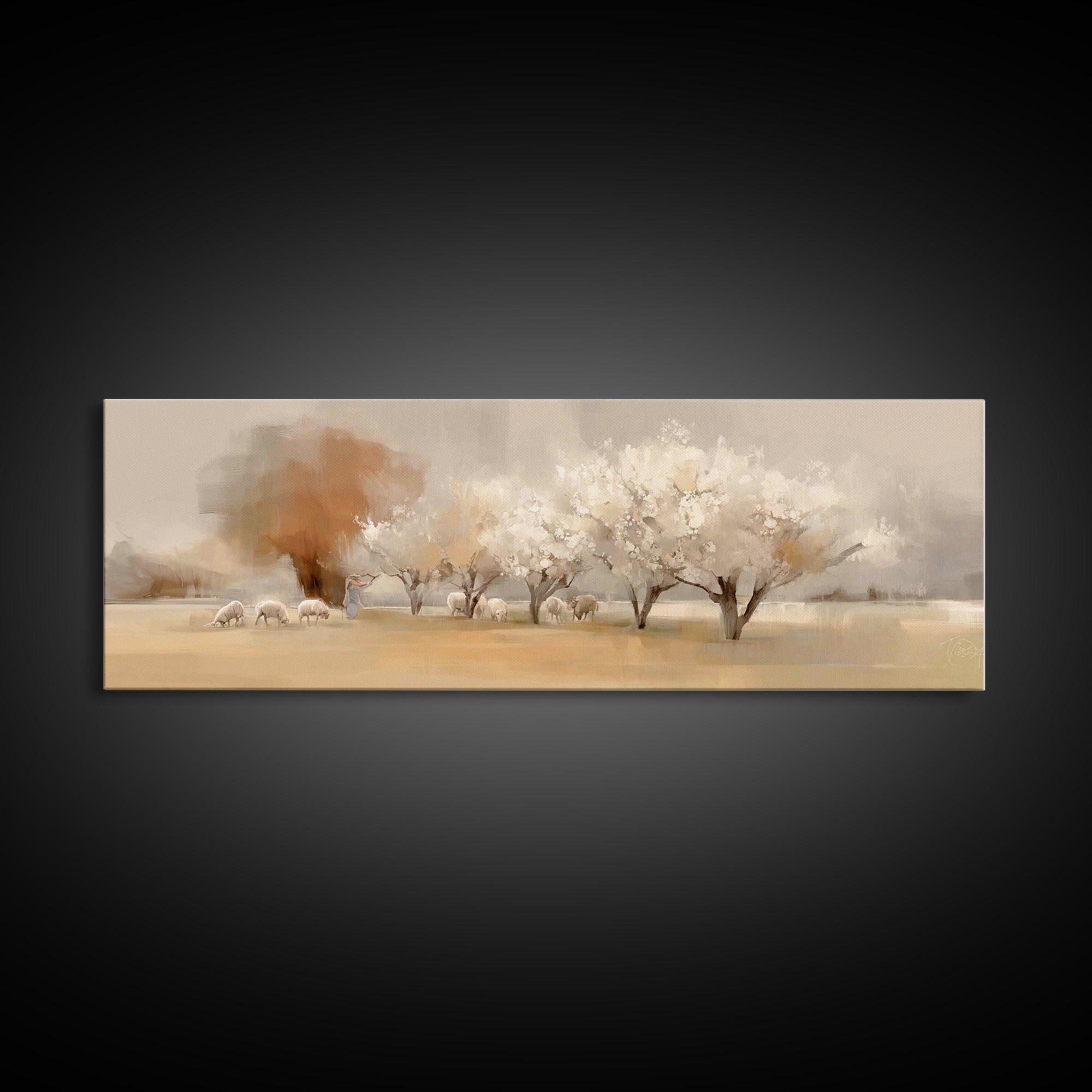 Eternal Shepherd Glow | Framed Canvas Print | Christian Art | Panoramic Print | Jesus Painting | Christmas Art | Christian Wall Art