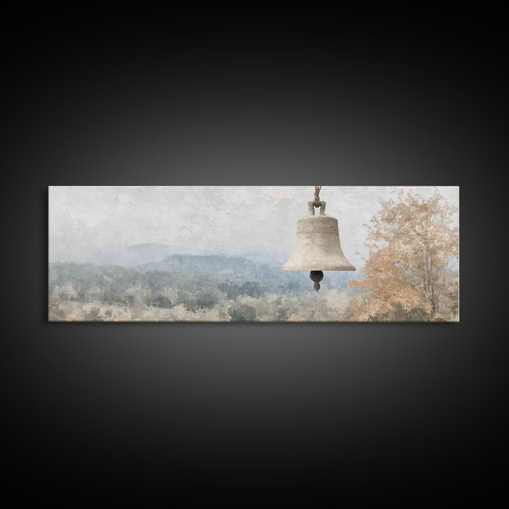Silent Bell Echoes, Framed Canvas Print, Christian Art Canvas, Panoramic Painting, Christian Wall Art, Christian Painting, Christmas Art, v