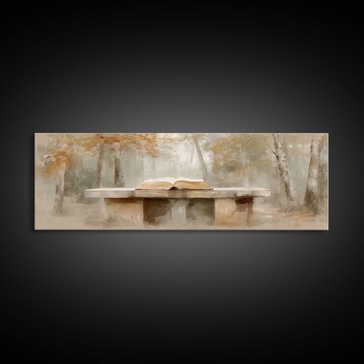 Woodland Gospel Peace, Framed Canvas Print, Christian Wall Art, Panoramic Print, Christian Art Canvas, Christmas Art, Christian Painting