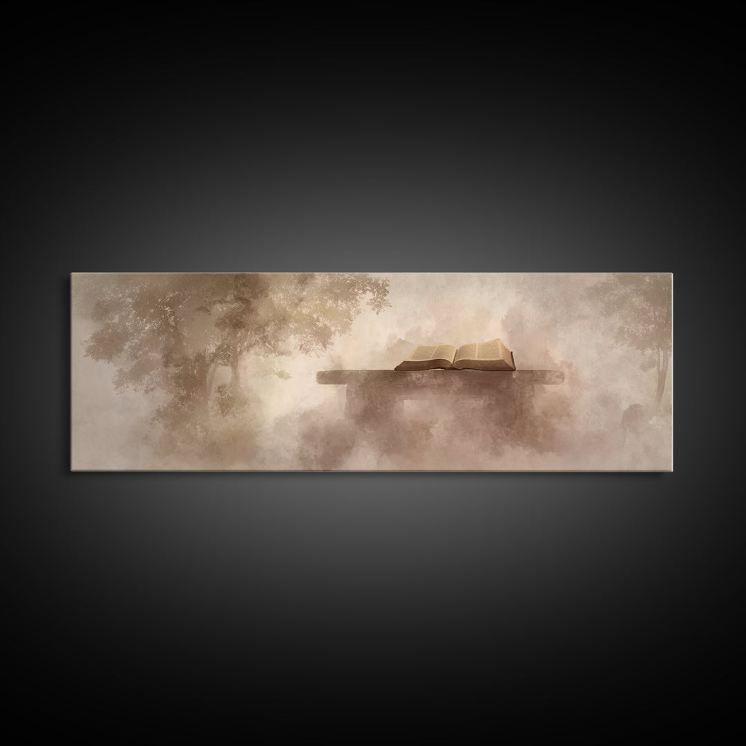Holy Forest Pages | Framed Canvas Print | Panoramic Art | Christian Art Canvas | Christian Painting | Christian Wall Art | Christmas Art