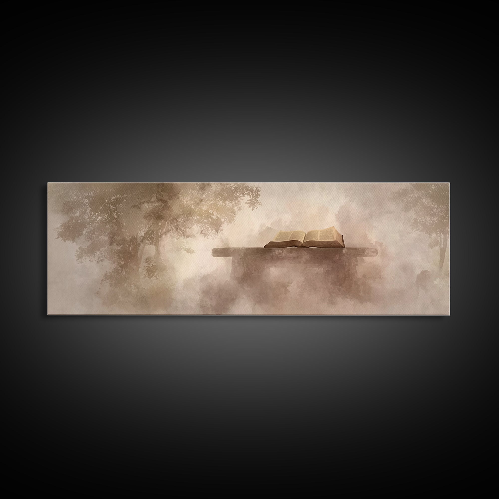Holy Forest Pages | Framed Canvas Print | Panoramic Art | Christian Art Canvas | Christian Painting | Christian Wall Art | Christmas Art