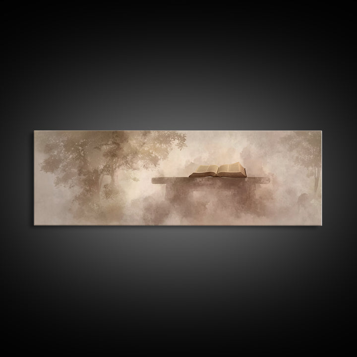 Holy Forest Pages | Framed Canvas Print | Panoramic Art | Christian Art Canvas | Christian Painting | Christian Wall Art | Christmas Art