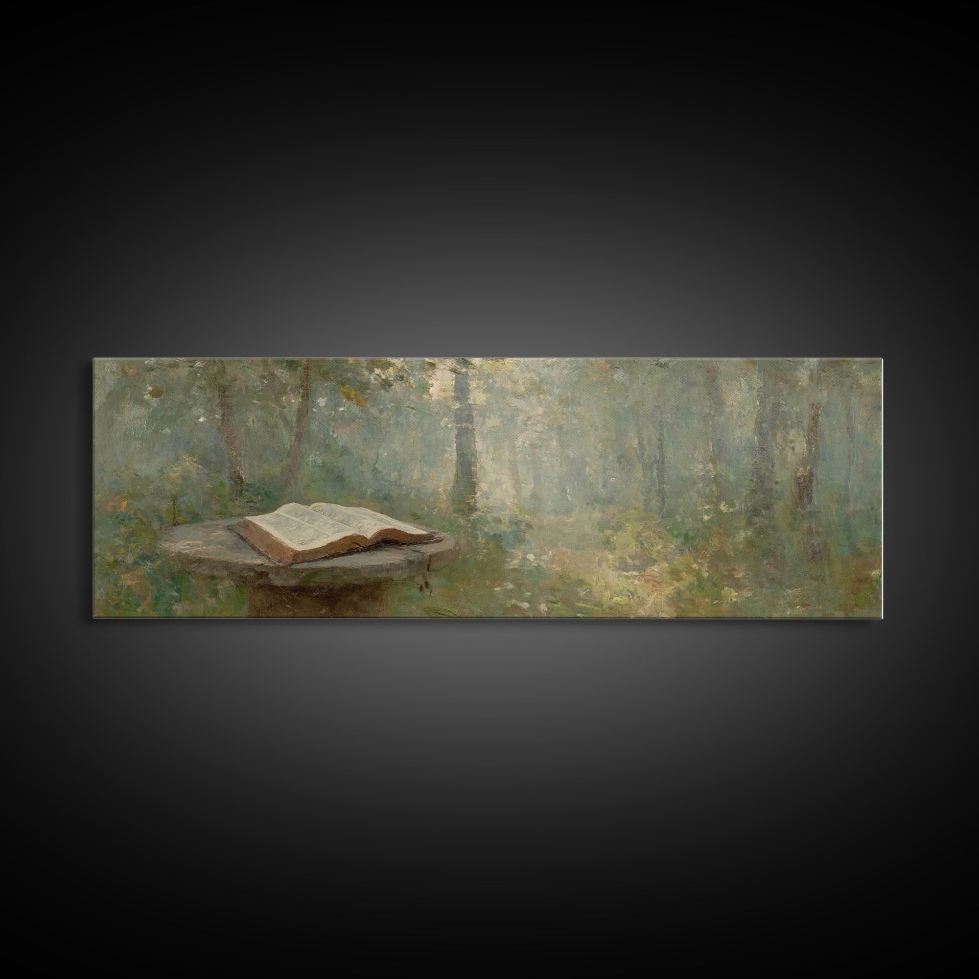Mystic Bible Dawn | Framed Canvas Print | Panoramic Frame | Christian Wall Art | Christian Painting | Christian Art Canvas | Christmas Art