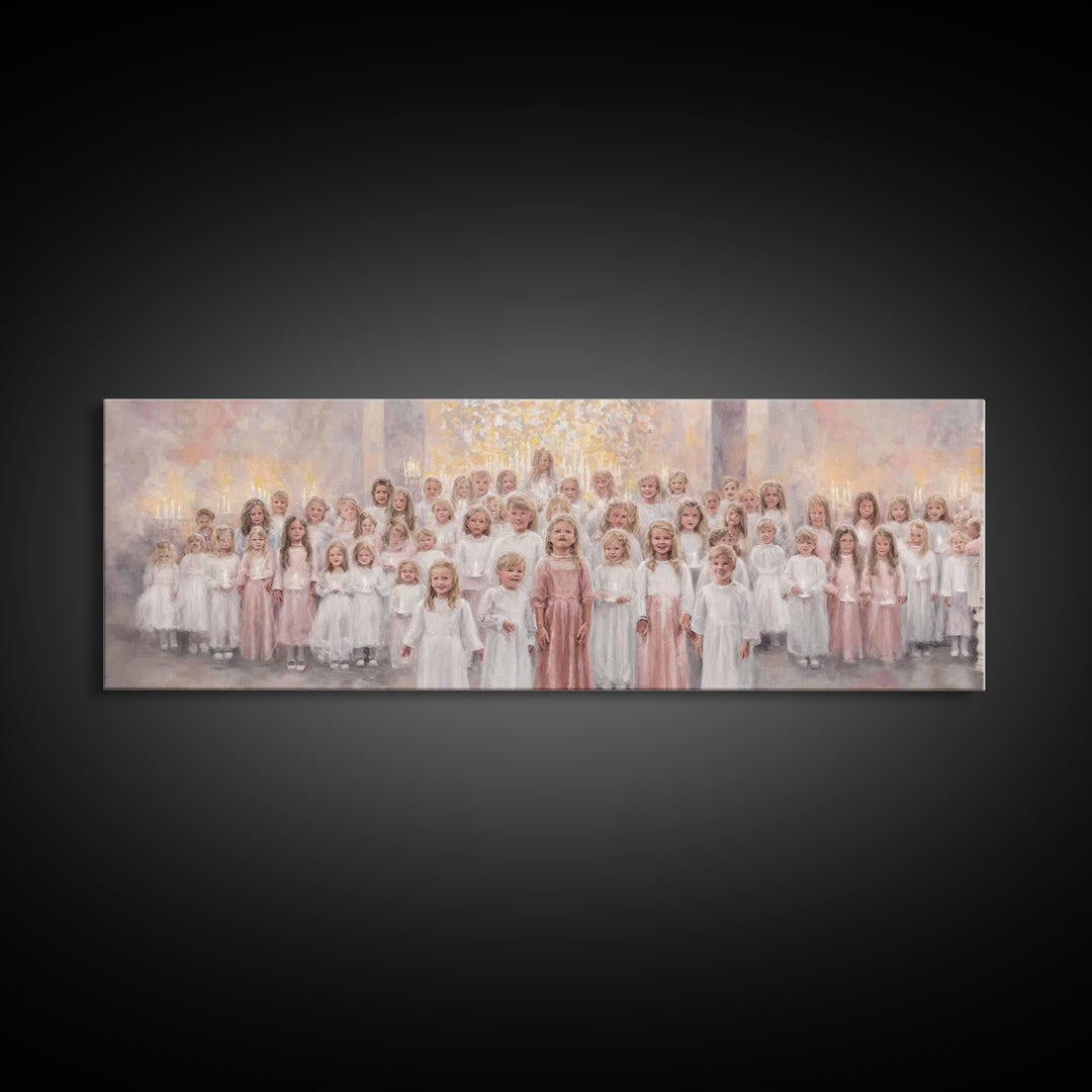 Gathered In Grace – Framed Canvas Print – Panoramic Painting – Christian Art Canvas – Christian Wall Art – Christmas Art – Christian Painti