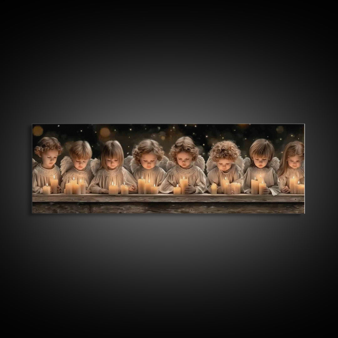 Heaven’s Little Lights | Framed Canvas Print | Panoramic Print | Christian Art Canvas | Christian Wall Art | Christian Painting | Christmas