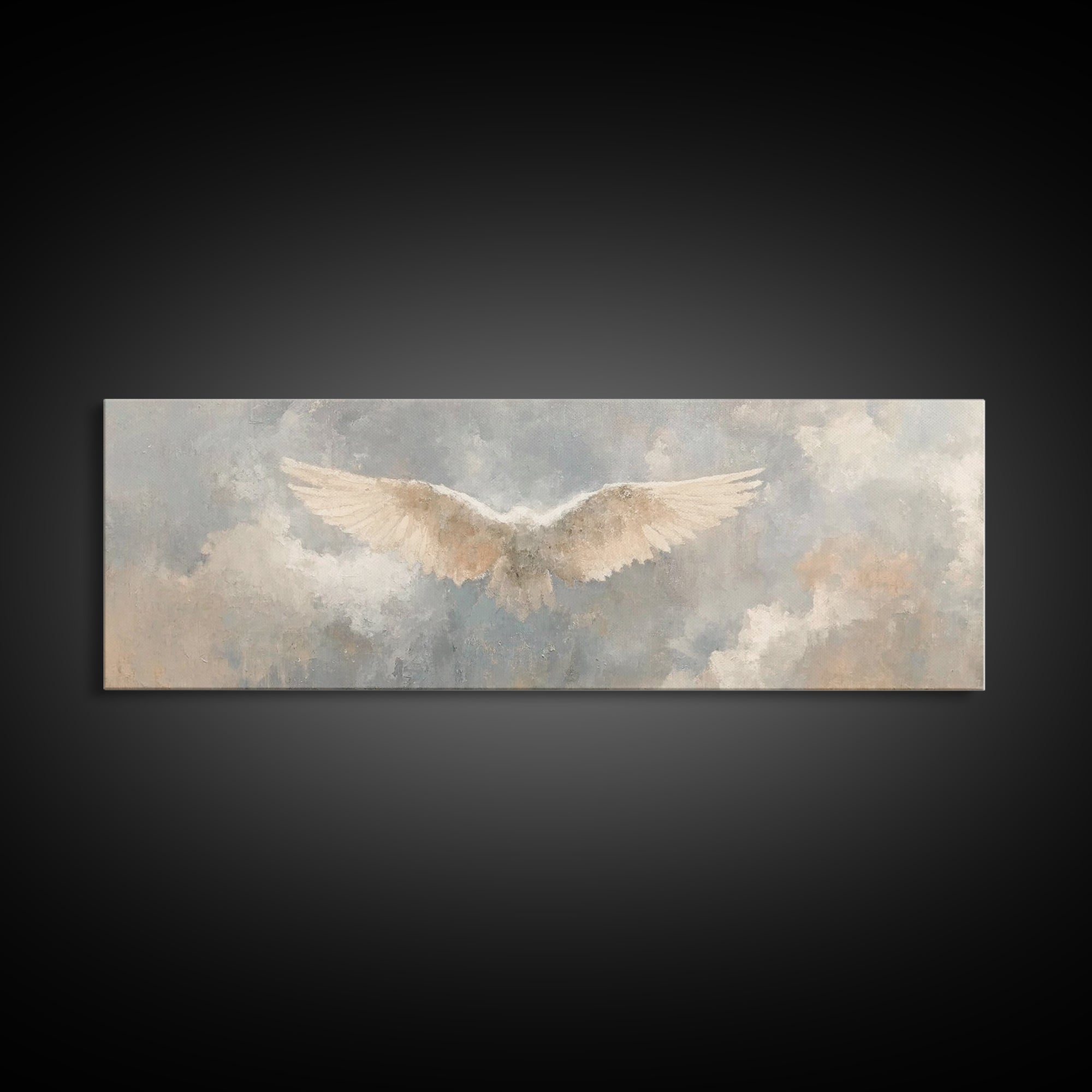 Wings Of Heaven – Framed Canvas Print – Panoramic Art – Christian Art Canvas – Christian Wall Art – subtle Christian art – Christian Painti
