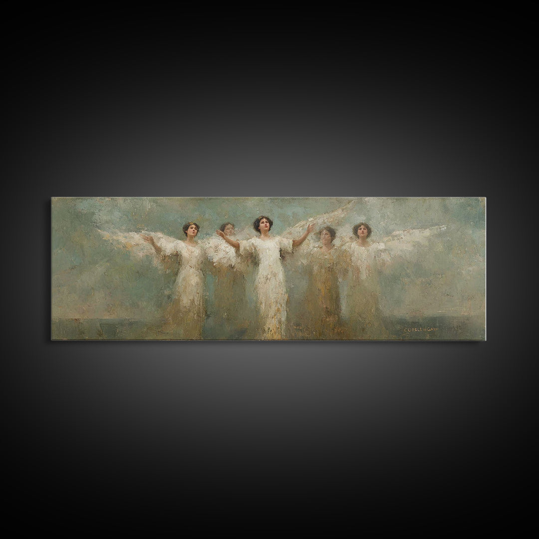Heavenly Host Arise, Framed Canvas Print, Panoramic Frame, Christian Art Canvas, Christian Painting, Christian Wall Art, Christmas Art, vin