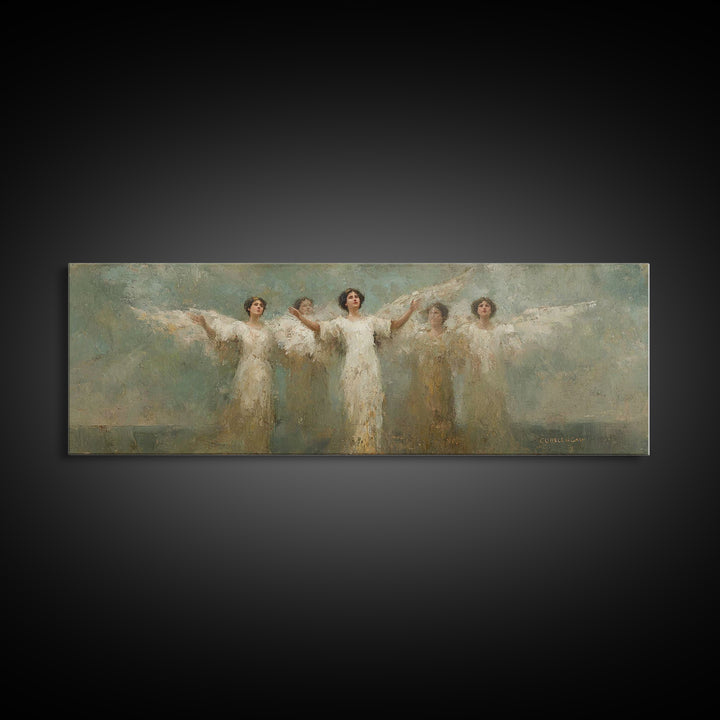 Heavenly Host Arise, Framed Canvas Print, Panoramic Frame, Christian Art Canvas, Christian Painting, Christian Wall Art, Christmas Art, vin