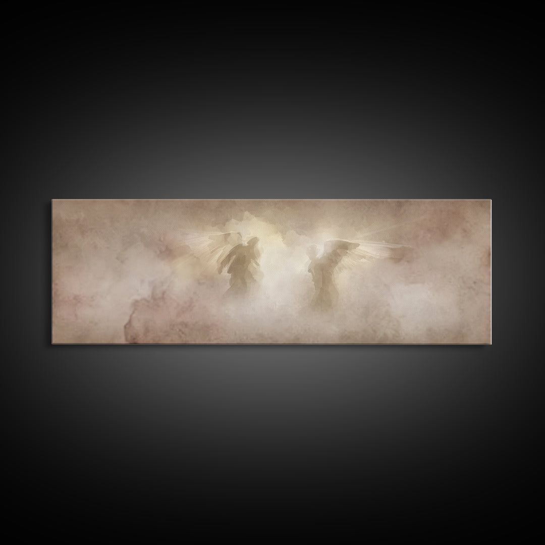 Angels In The Mist | Framed Canvas Print | Panoramic Painting | Christian Art Canvas | Christian Wall Art | Christian Painting | Christmas