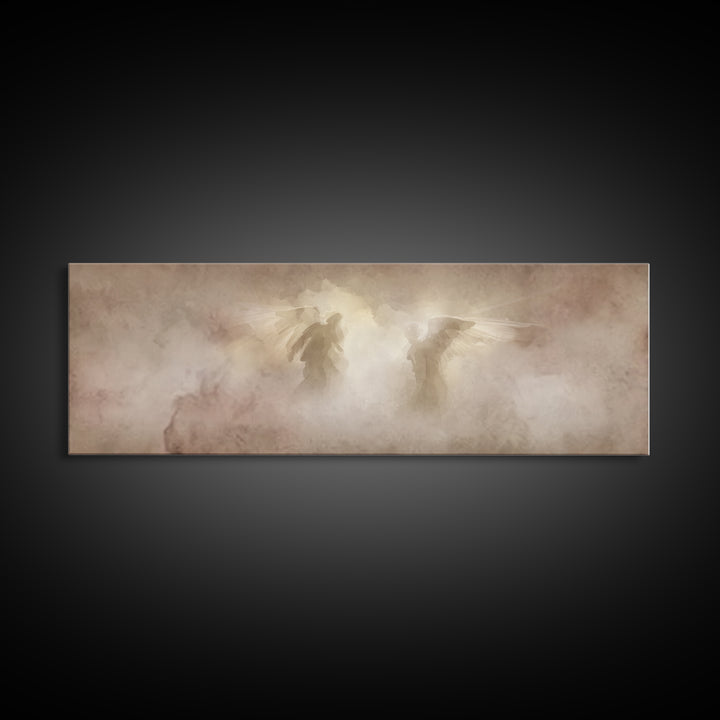 Angels In The Mist | Framed Canvas Print | Panoramic Painting | Christian Art Canvas | Christian Wall Art | Christian Painting | Christmas