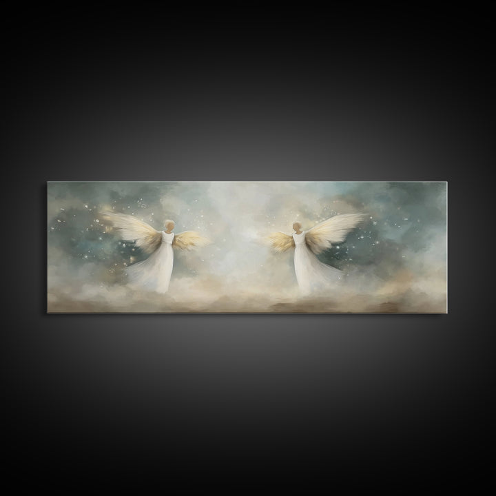 Glory Among Clouds | Framed Canvas Print | Christian Wall Art | Panoramic Art | Christian Art Canvas | Christmas Art | Modern Christian Art