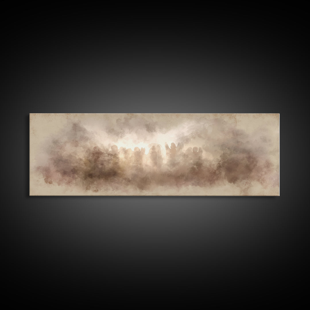 Heaven’s Gentle Heralds | Framed Canvas Print | Christian Art Canvas | Panoramic Frame | Christian Wall Art | Christmas Art Work | Subtle C