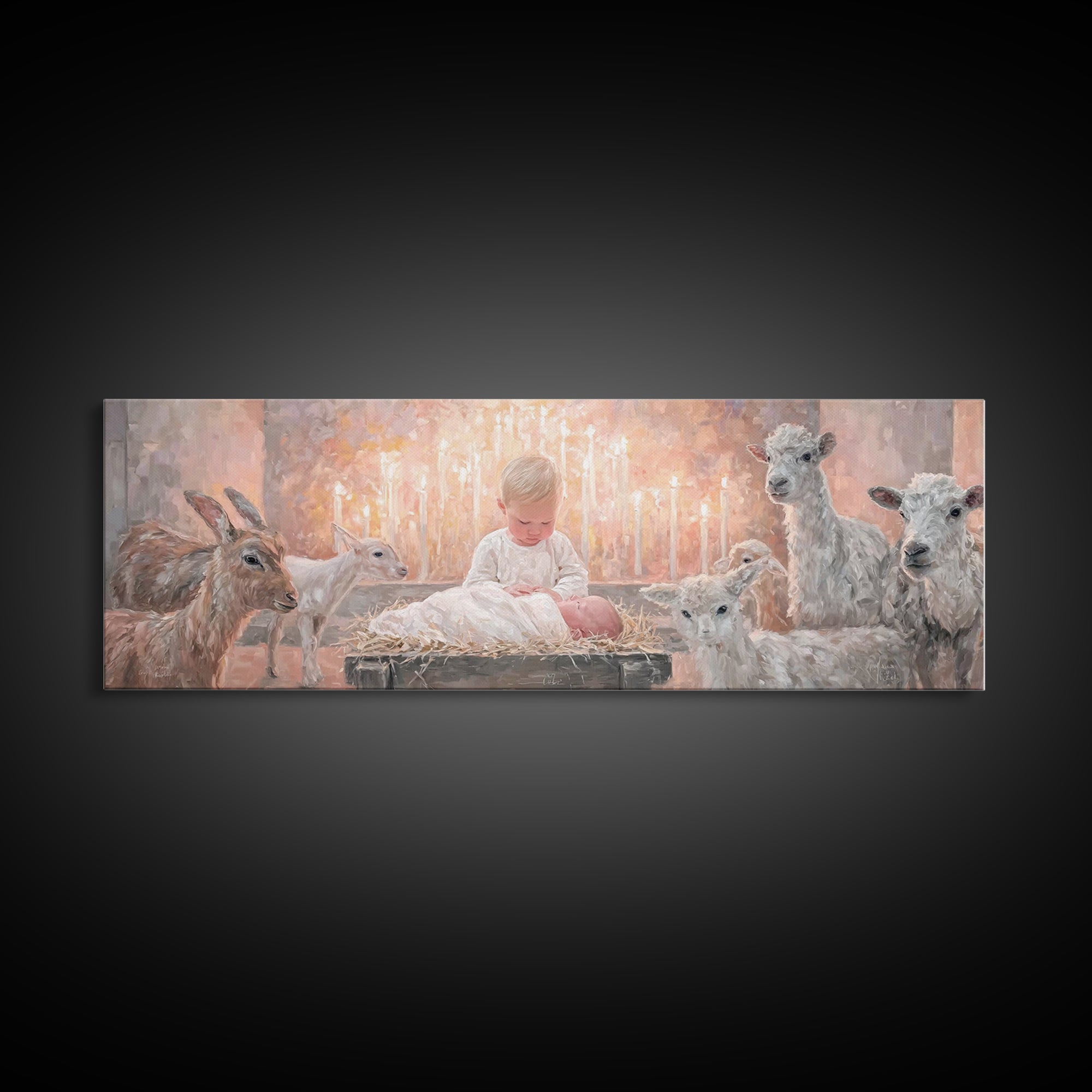 Infant Light Blessing – Framed Canvas Print – Christian Art Canvas – Panoramic Painting – Christmas Wall Art – Christian Art – Christmas Ar