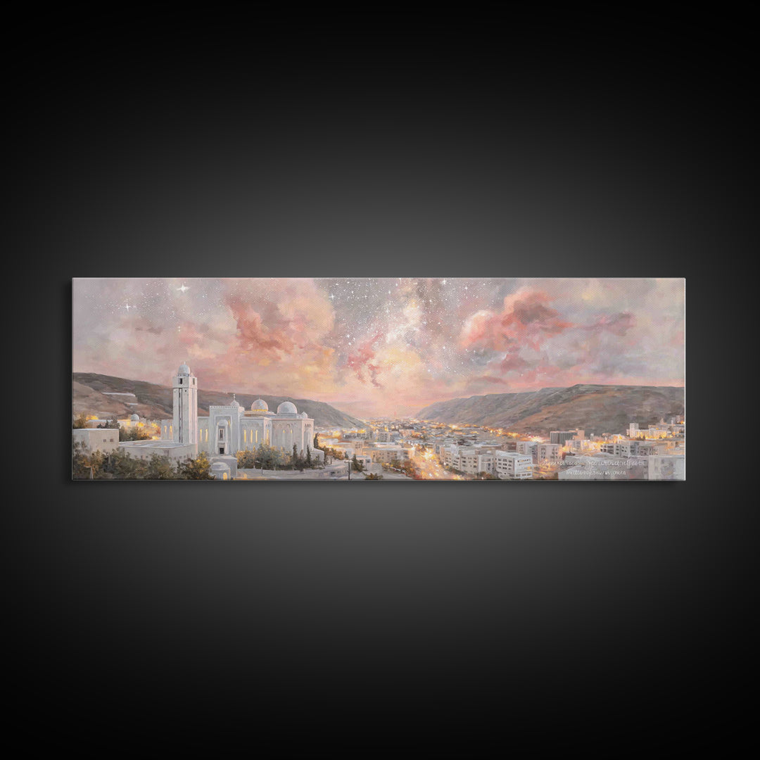 Nazareth Night Sky, Framed Canvas Print, Christian Art Canvas, Jesus Painting, Christmas Wall Art, Panoramic Print, Christian Gift