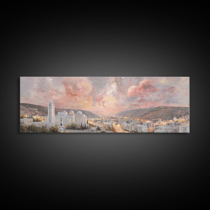 Nazareth Night Sky, Framed Canvas Print, Christian Art Canvas, Jesus Painting, Christmas Wall Art, Panoramic Print, Christian Gift