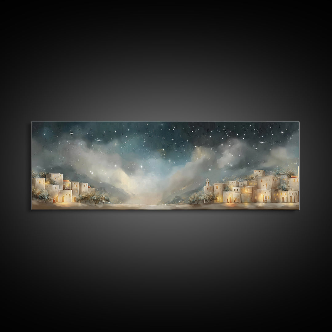 Guiding Star Path - Framed Canvas Print - Christian Art Print - Christmas Art Work - Jesus Canvas Art - Panoramic Wall Art - Christian Deco