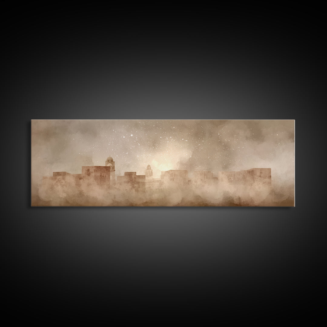 Bethlehem Dawn Haze, Framed Canvas Print, Christian Wall Art, Christian Art Canvas, Christmas Art Work, Panoramic Art, Christian Gift
