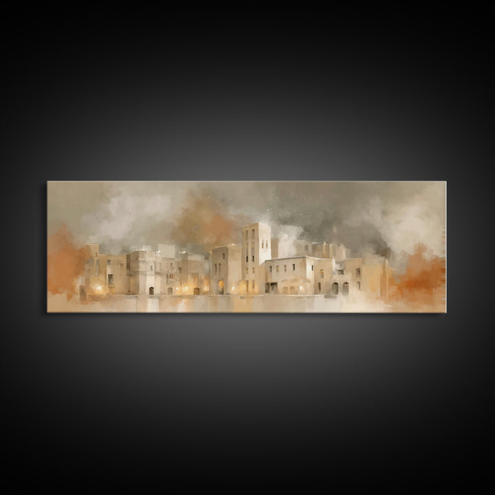 City of Promise – Framed Canvas Print – Christian Christmas Art – Christmas Wall Art – Christian Art Canvas – Panoramic Painting – Christia