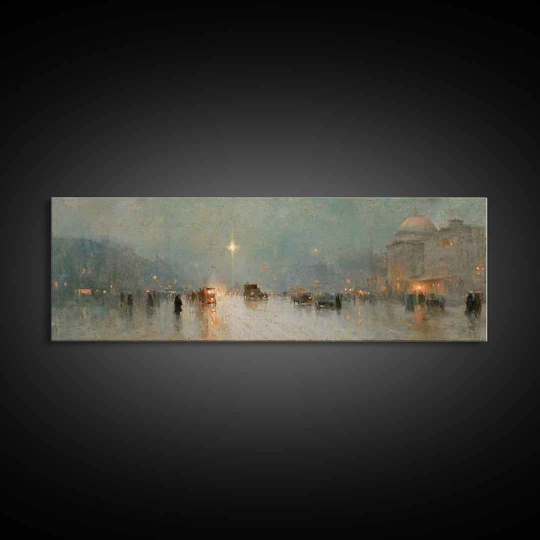 Midnight Star Road – Framed Canvas Print – Christmas Art Prints – Christian Wall Art – Christian Art Canvas – Panoramic Frame – Christian A
