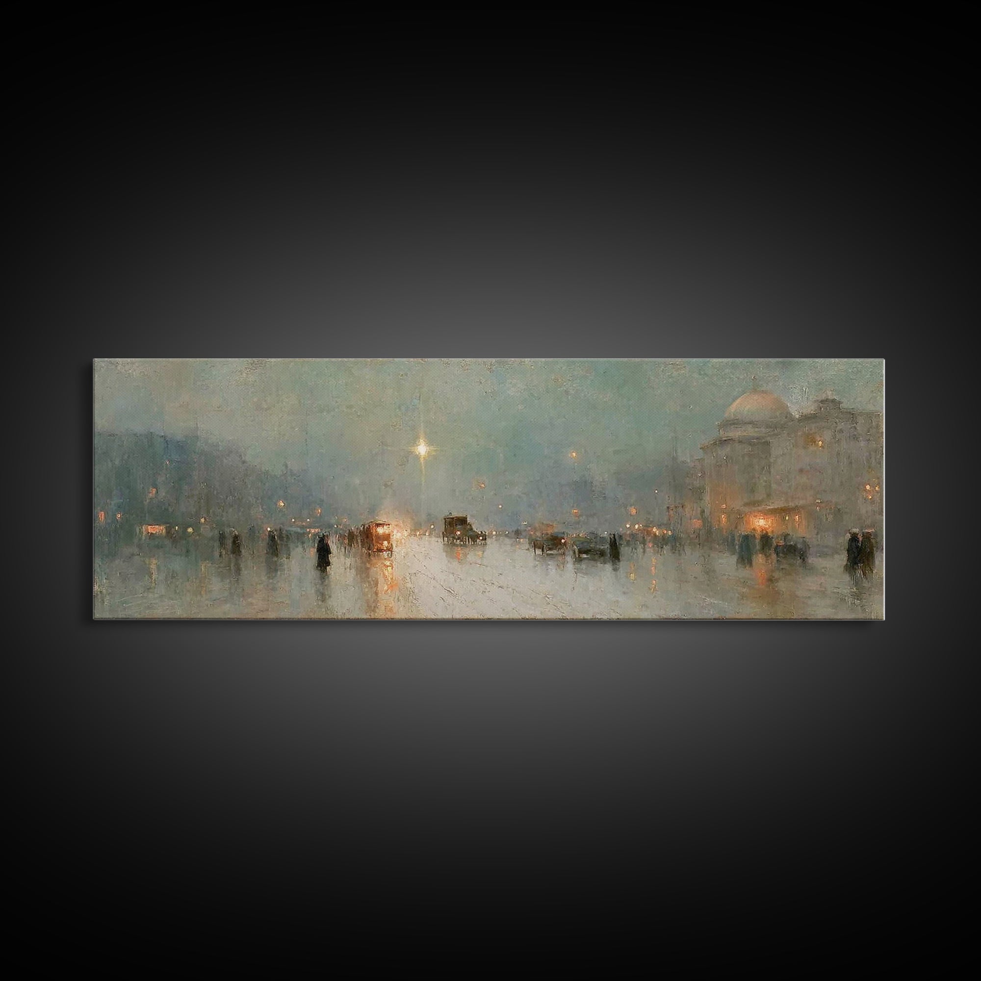 Midnight Star Road – Framed Canvas Print – Christmas Art Prints – Christian Wall Art – Christian Art Canvas – Panoramic Frame – Christian A
