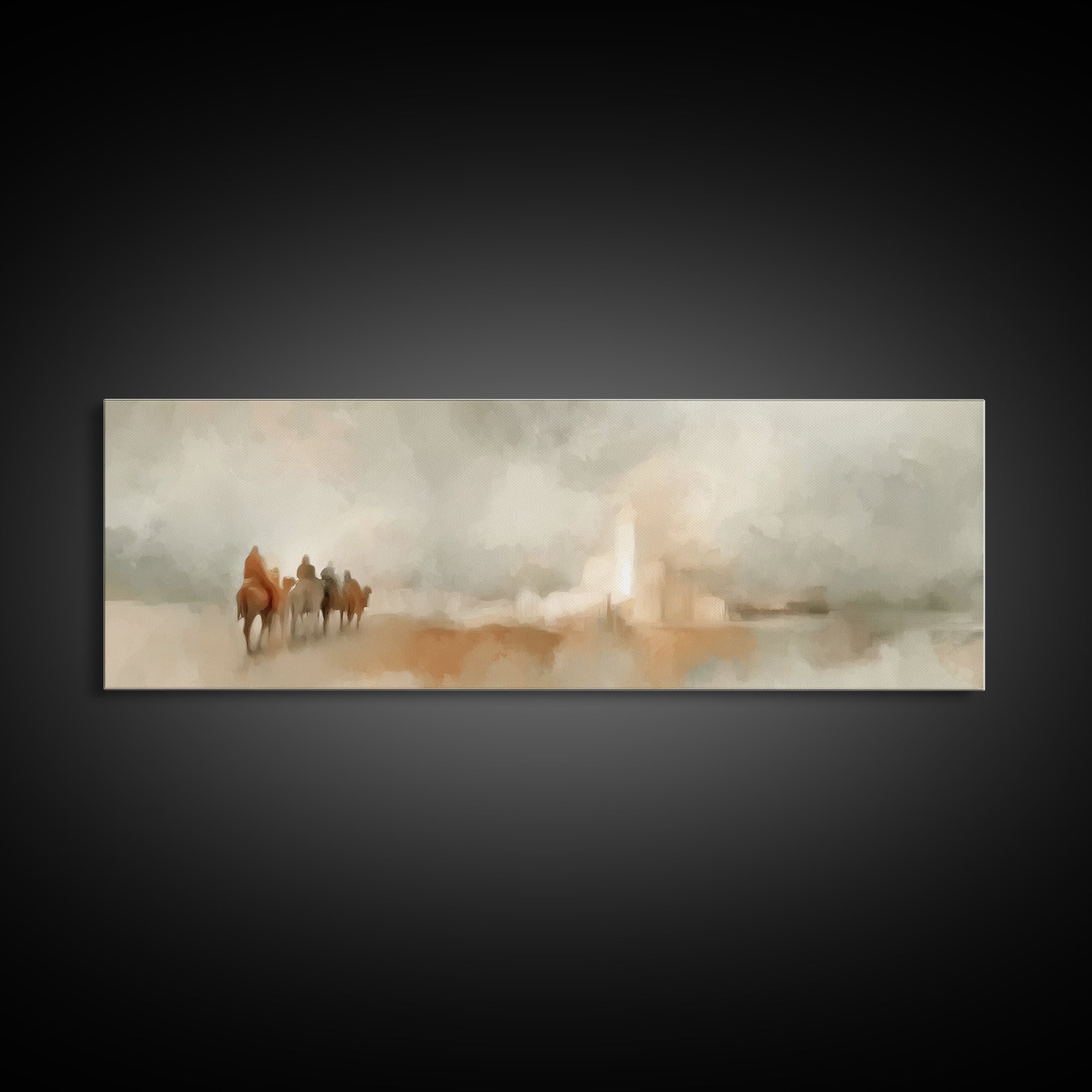 Holy Path Wanderers, Framed Canvas Print, Christian Christmas Art, Christian Art Canvas, Christmas Wall Art, Panoramic Painting, Christian