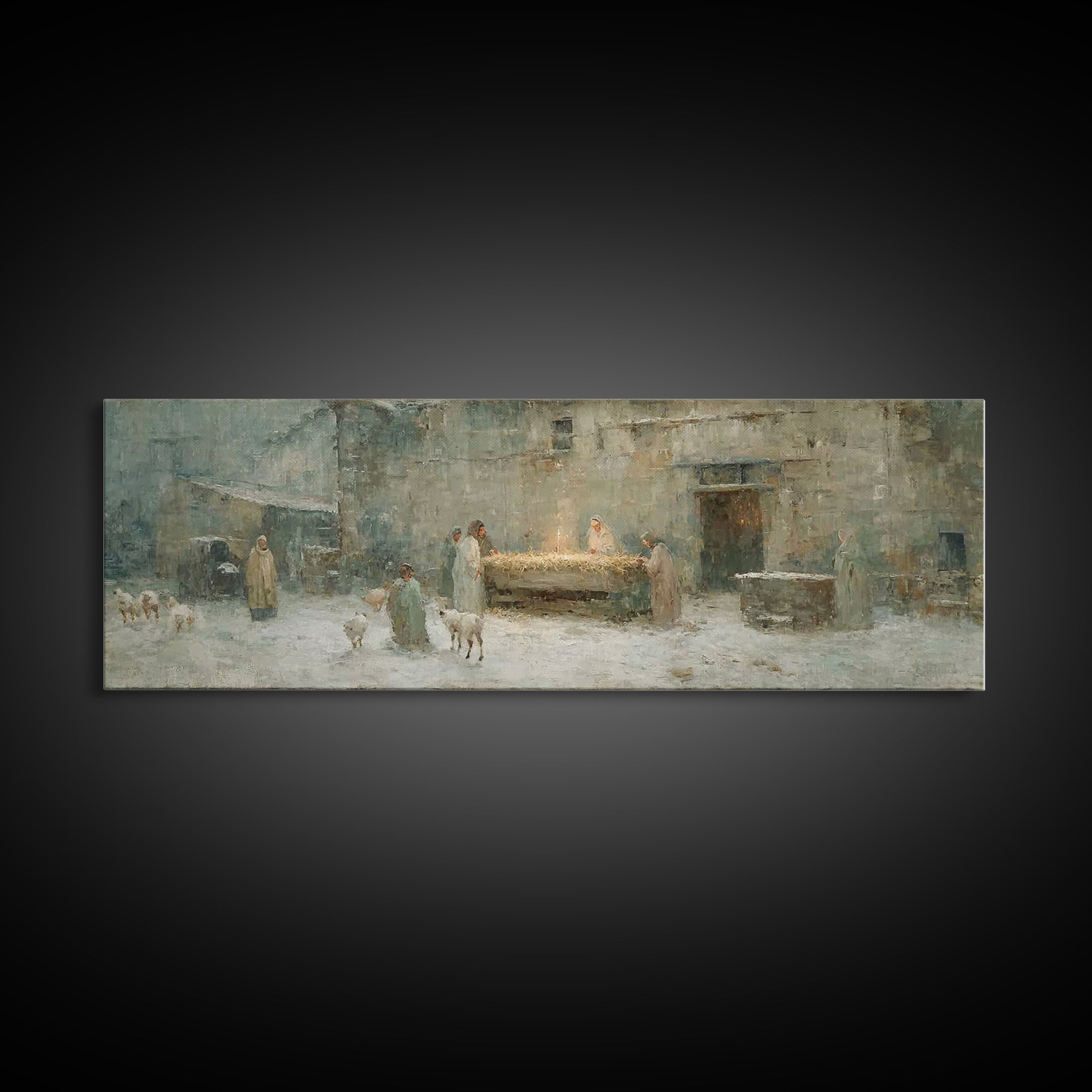 Dawn Of The Savior | Framed Canvas Print | Panoramic Painting | Christian Wall Art | Christian Art Canvas | Christmas Art | Framed Christma