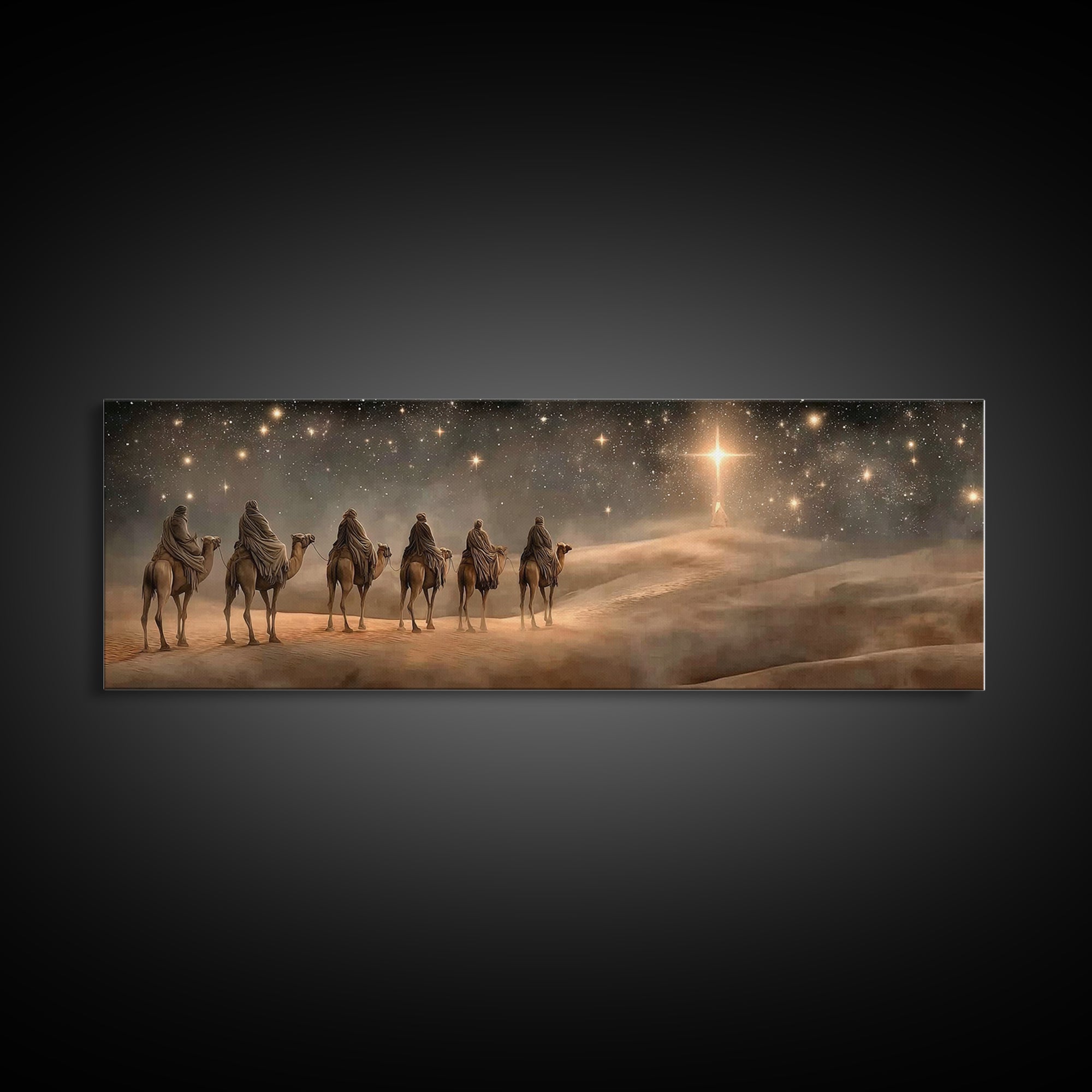 Journey to the Light, Framed Canvas Print, Christian Christmas Art, Christian Art Canvas, Christmas Wall Art, Panoramic Art, Christian Gift